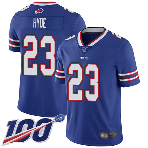 Men Buffalo Bills 23 Micah Hyde Royal Blue Team Color Vapor Untouchable Limited Player 100th Season NFL Jersey